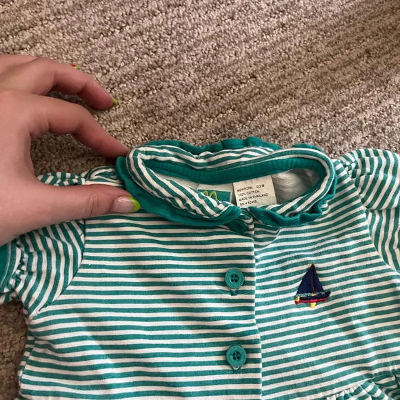 Vintage McBaby teal and striped blouse and shorts set with boats - Picture 2 of 10